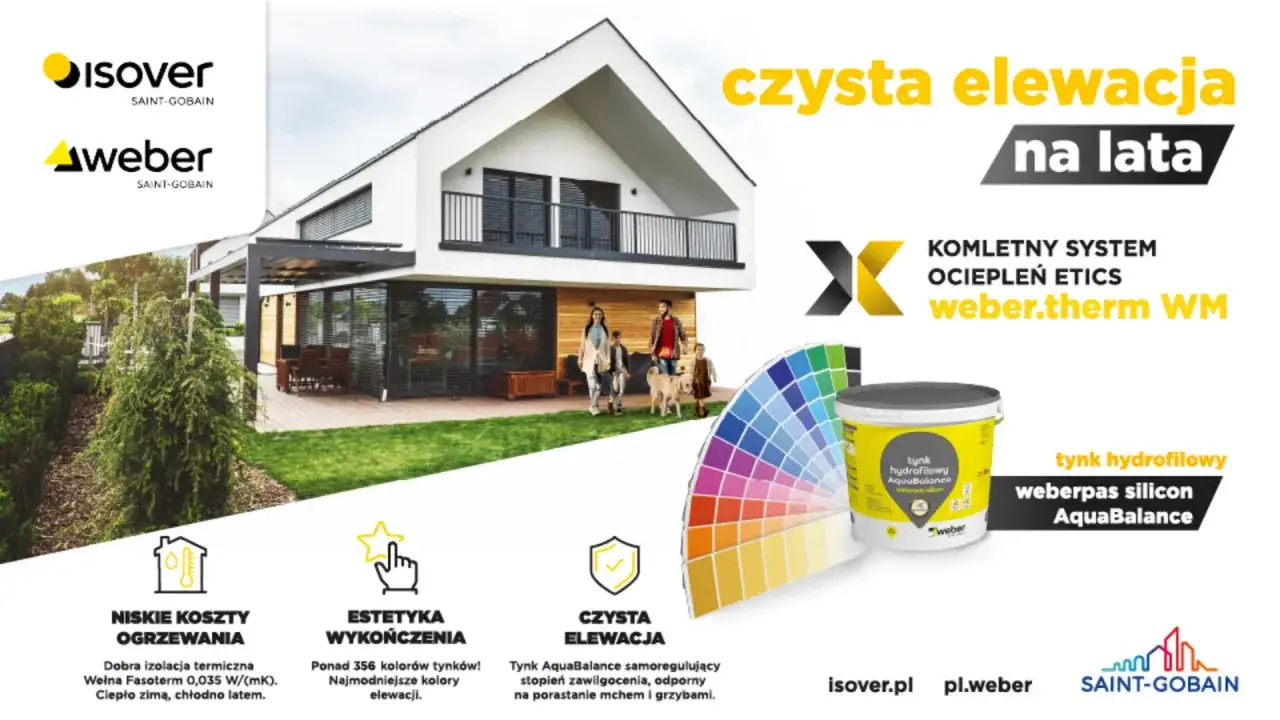 Nowoczesny dom z systemem ociepleń ETICS weber.therm WM. Czysta elewacja na lata dzięki tynkom AquaBalance.