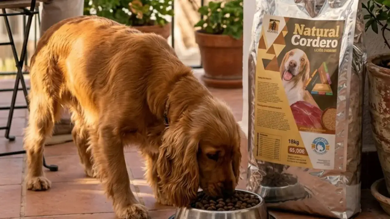 Perro comiendo de su cuenco. La pregunta de cuantas veces al dia come un perro se responde con la rutina de alimentaci&oacute;n.