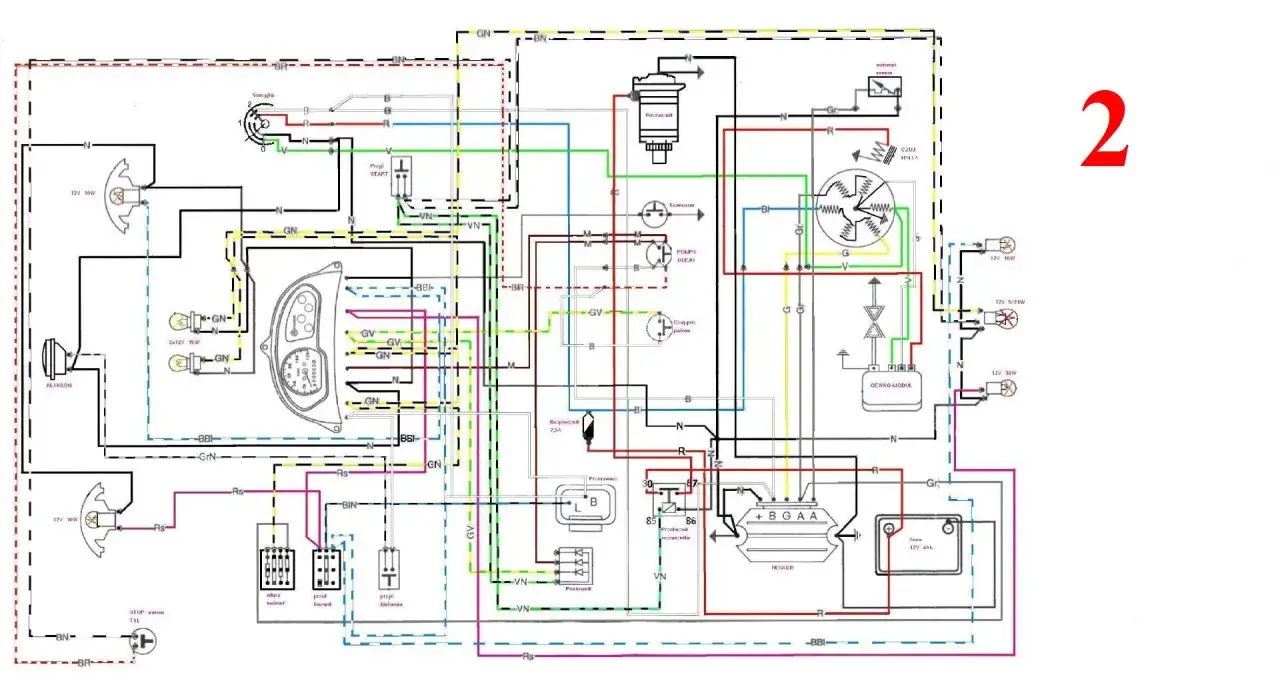 schemat instalacji elektrycznej kierunkowskaz&oacute;w skuter