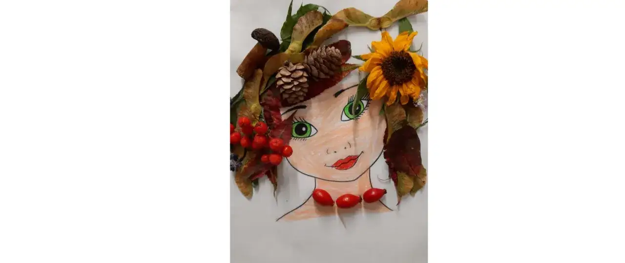 Pani Jesień z koszem dar&oacute;w ilustracja