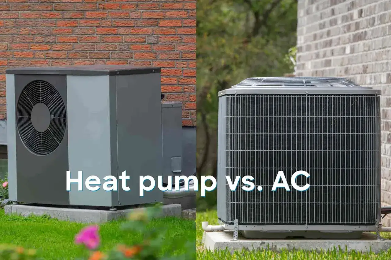 Confronto tra pompa di calore e condizionatore: due unità esterne mostrano la differenza tra condizionatore inverter e pompa di calore.
