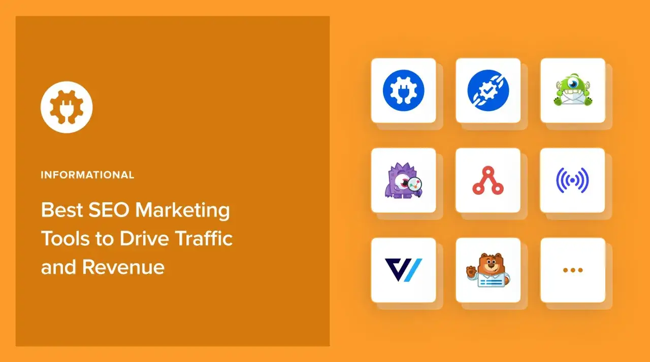 Icônes représentant des outils SEO pour optimiser le trafic et les revenus.