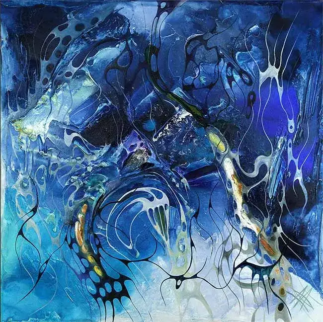 Vergleich von fotorealistischem &Ouml;lgem&auml;lde und abstraktem Acrylgem&auml;lde