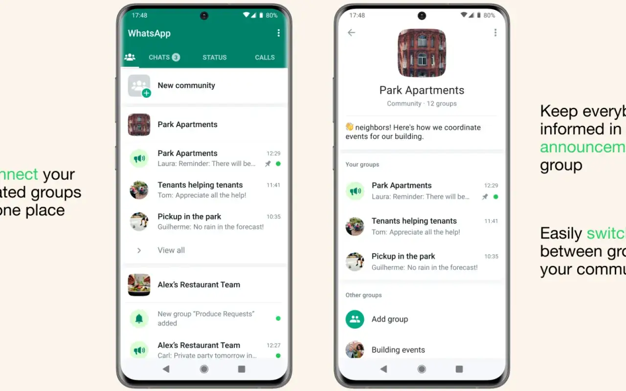 WhatsApp-Oberfläche zeigt, wie man eine neue **WhatsApp-Gruppe erstellen** kann, um Nachbarn zu organisieren.
