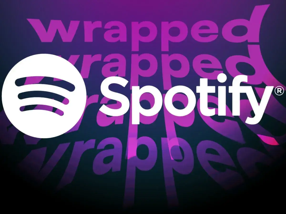 Logo Spotify i powtarzające się słowo 