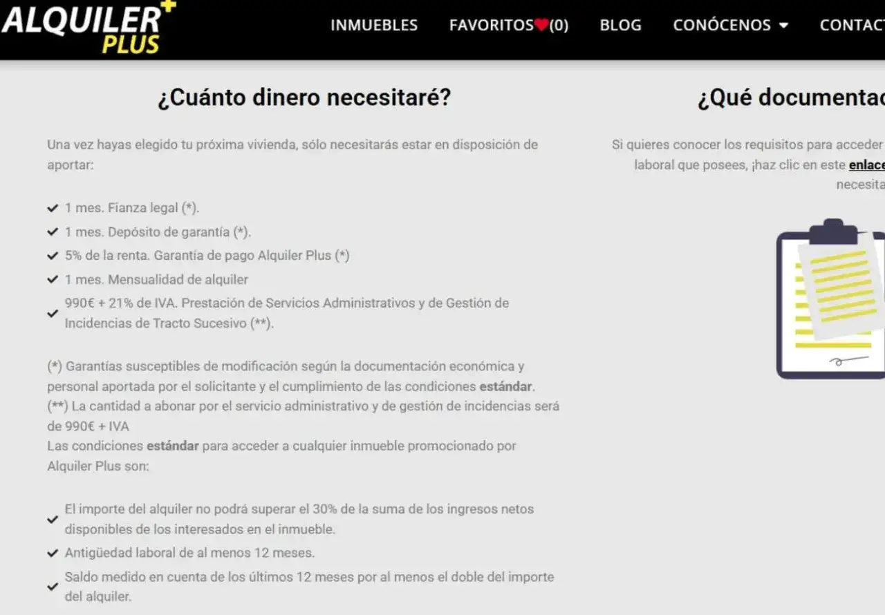 Detalles de la gesti&oacute;n de alquileres: fianza, dep&oacute;sito, garant&iacute;a y mensualidad. Requisitos para acceder a un inmueble.