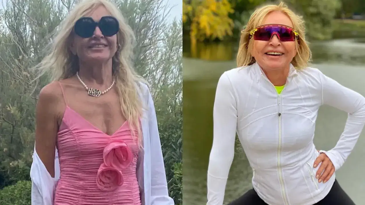 Monika Olejnik w różowej sukience i sportowym stroju. Wiek nie gra roli, gdy czujesz się świetnie!
