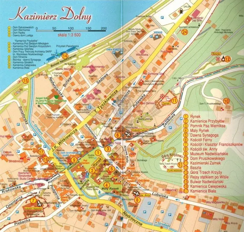 Mapa atrakcji okolice Puław Kazimierz Dolny Nałęcz&oacute;w Janowiec