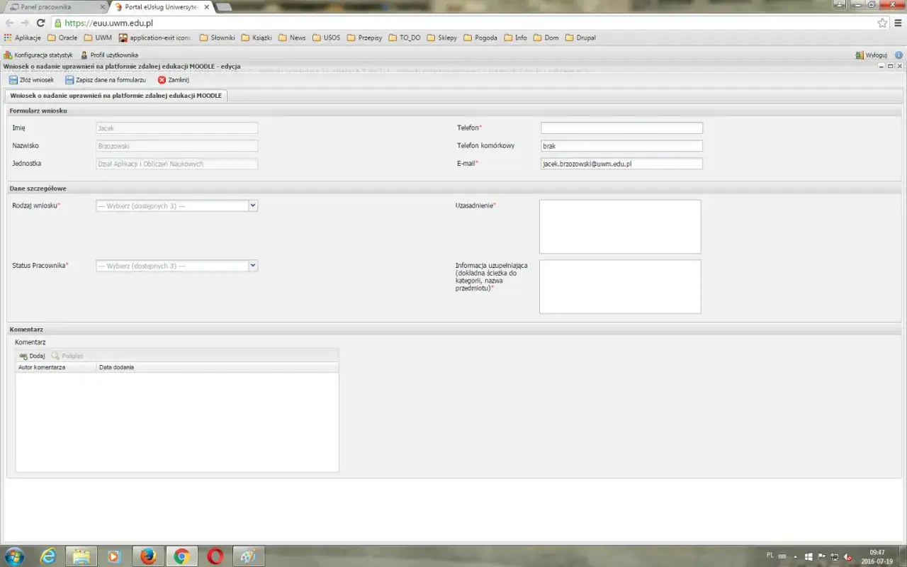 ikony systemów uniwersyteckich USOSweb Moodle Office 365