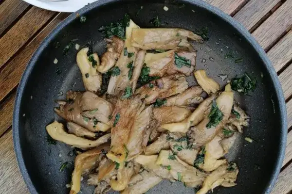 Smażone boczniaki z czosnkiem i natką pietruszki