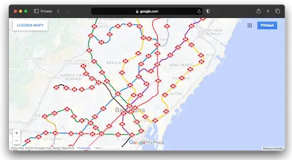 Transport publiczny Barcelona mapa metra