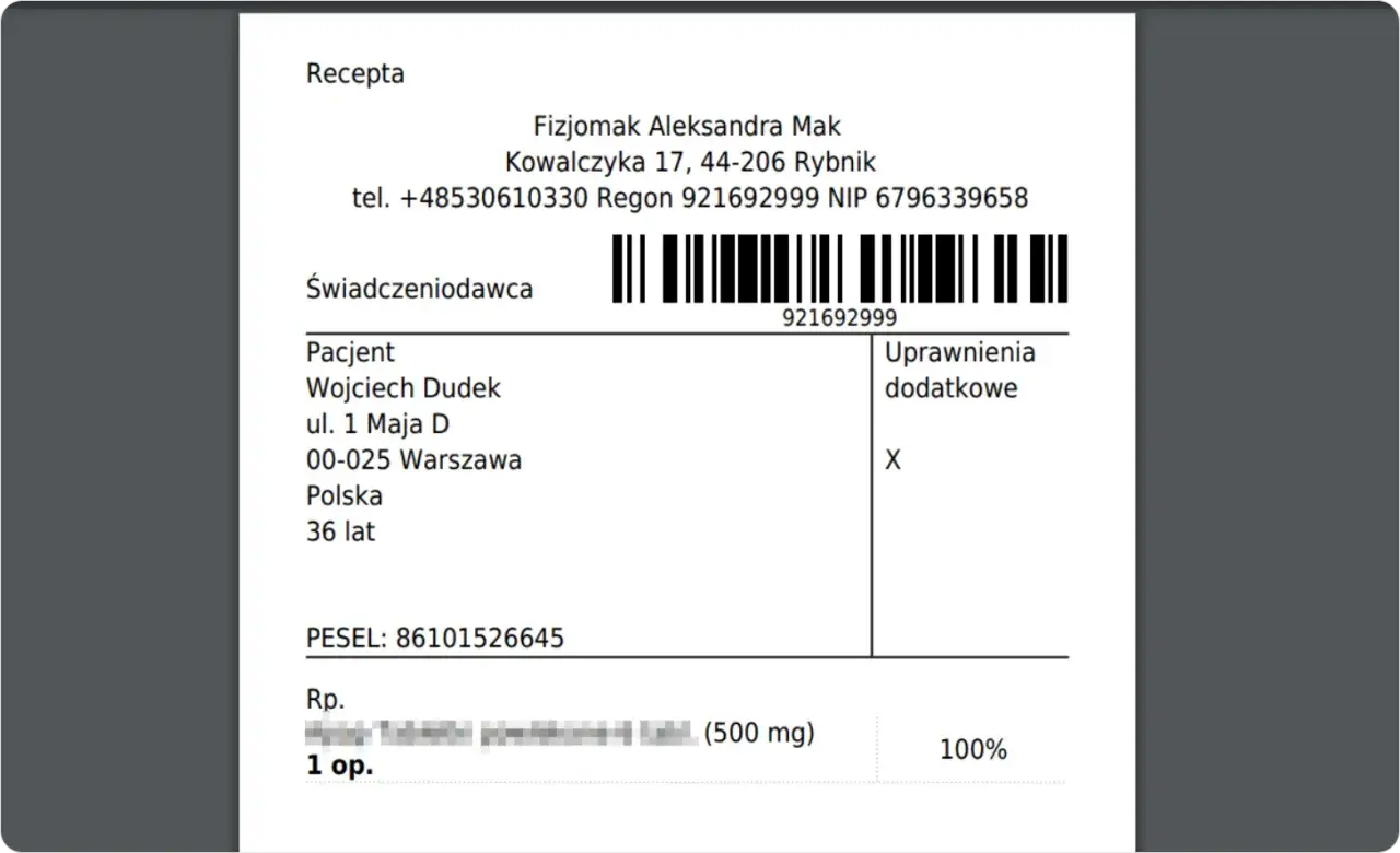 e-recepta wydruk informacyjny