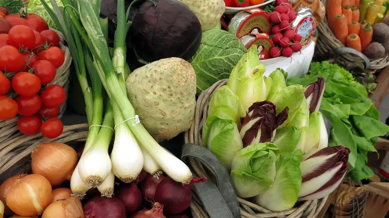 Cebollas, tomates, apio, lechugas y r&aacute;banos, una variedad de alimentos con silicio para una dieta saludable.