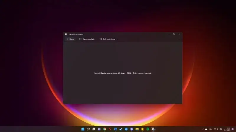 Narzędzie Wycinanie Windows 11 interfejs