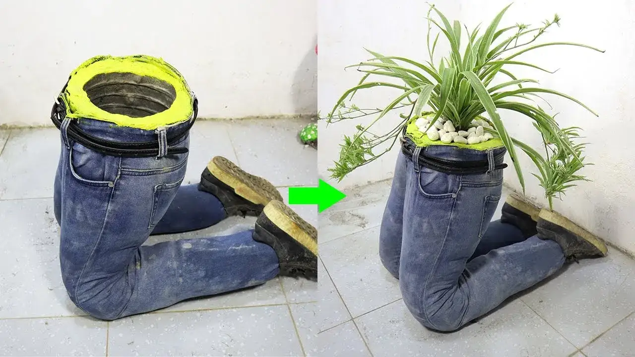 materiały do kwietnika z jeans&oacute;w i cementu