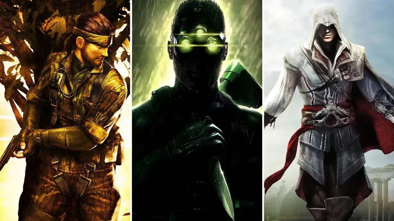 Snake, Sam Fisher y Ezio Auditore, íconos de los mejores juegos de sigilo, listos para la acción.