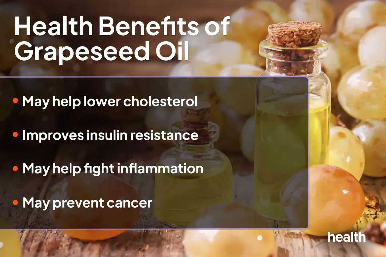 Aceite de semilla de uva: beneficios para la salud, como reducir el colesterol y la inflamación.