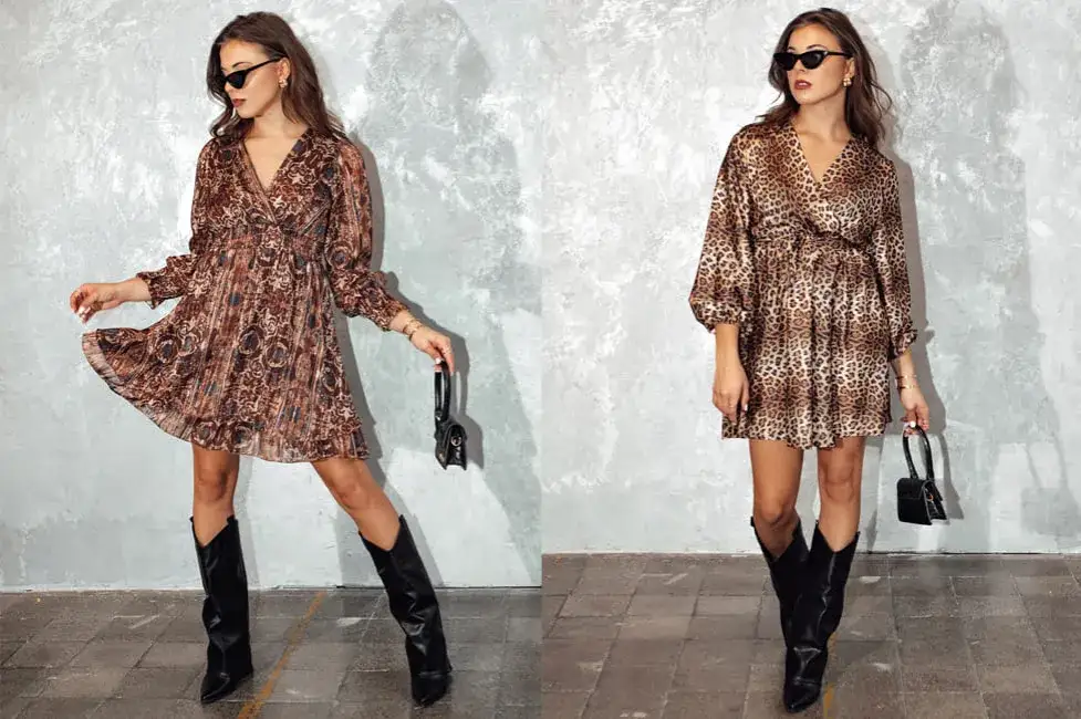 sukienka boho z kowbojkami stylizacje