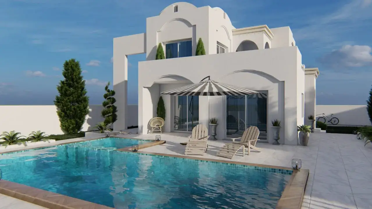 Plages Djerba maisons blanches