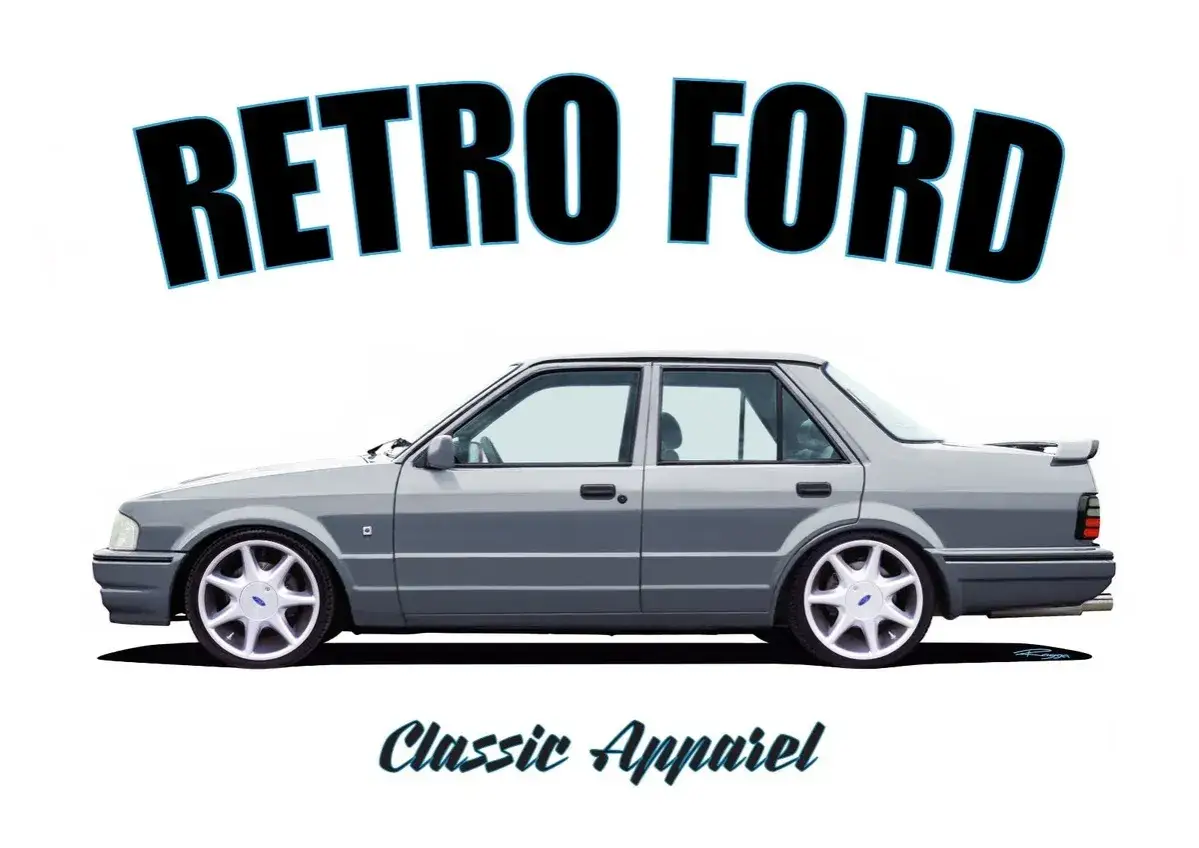 Szary Ford Orion z lat 80. z felgami 