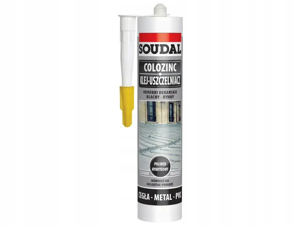 Soudal Colozinc - klej do dachówek i uszczelniacz dekarski. Idealny do obróbek blacharskich i rynien, również na wilgotne podłoże.