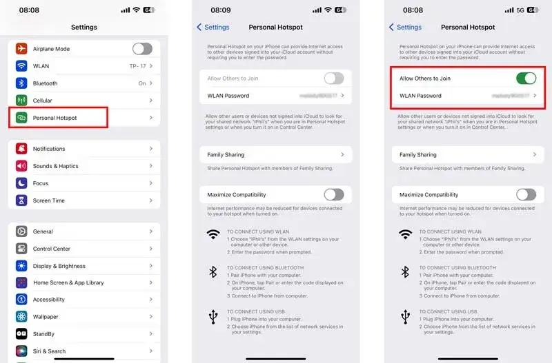 hotspot osobisty iphone ios ustawienia