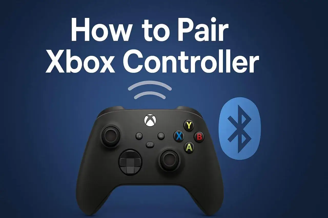 Jak sparować pada Xbox: instrukcja z padem i symbolem Bluetooth.
