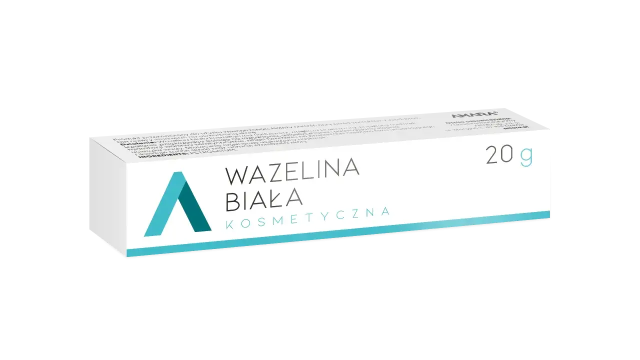 Biała wazelina kosmetyczna 20g. Skład: petrolatum. Idealna do pielęgnacji i ochrony skóry.