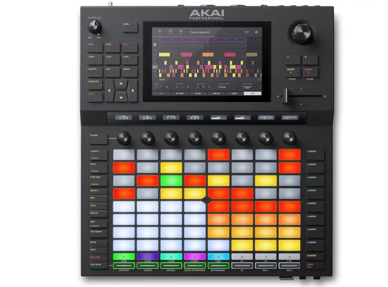 Akai Force, kontroler MIDI z podświetlanymi padami i ekranem dotykowym, idealny do tworzenia muzyki.