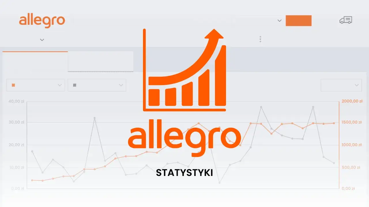 Wykresy i logo Allegro, symbolizujące rozwój platformy od jej powstania.
