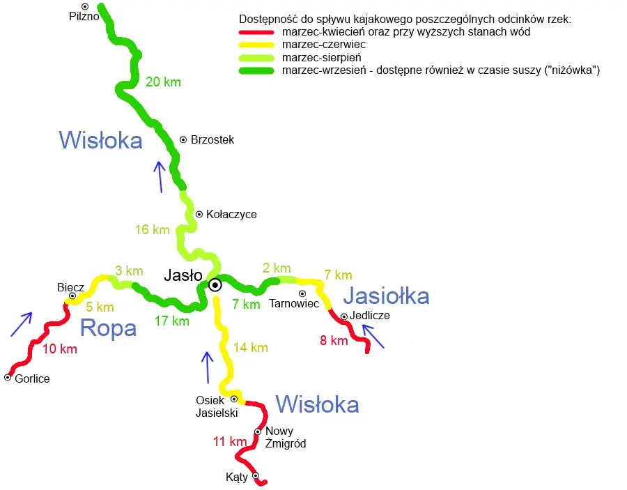 Mapa szlaku kajakowego Kwisy