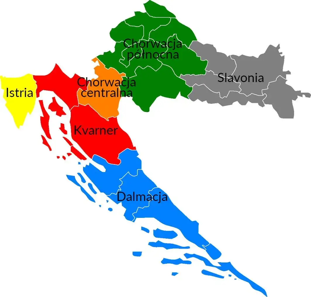 Mapa tanie regiony Chorwacji
