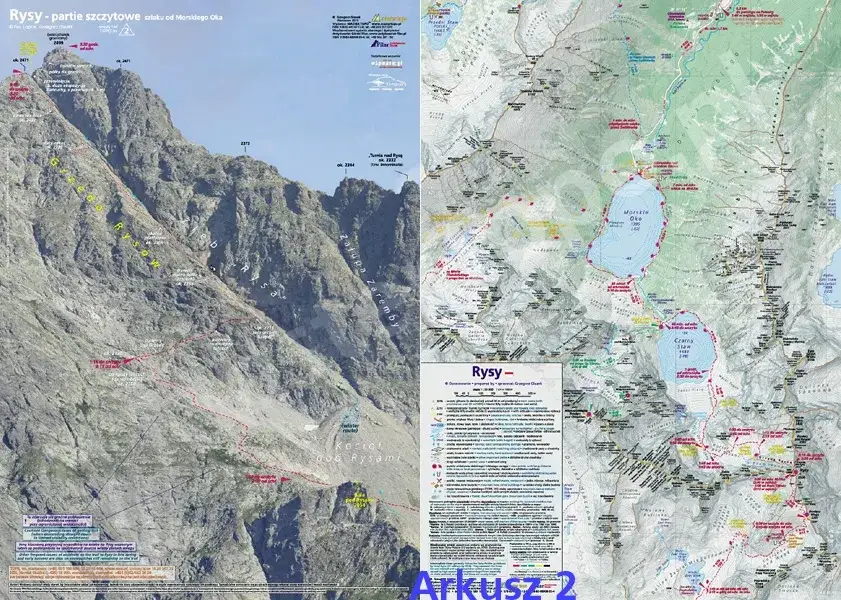Mapa Rys&oacute;w szczyt&oacute;w i granicy