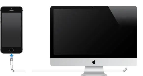 iPhone podłączony do komputera PC
