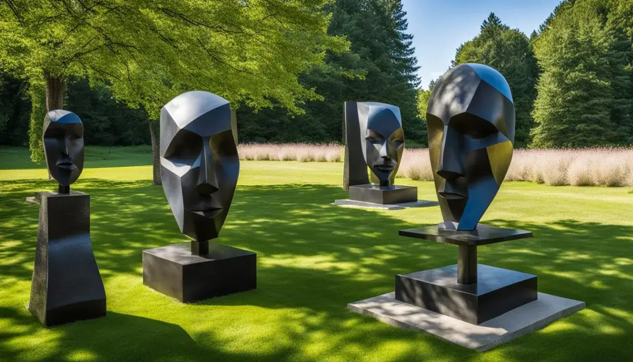 verschiedene stile große metallskulpturen abstrakt figurativ