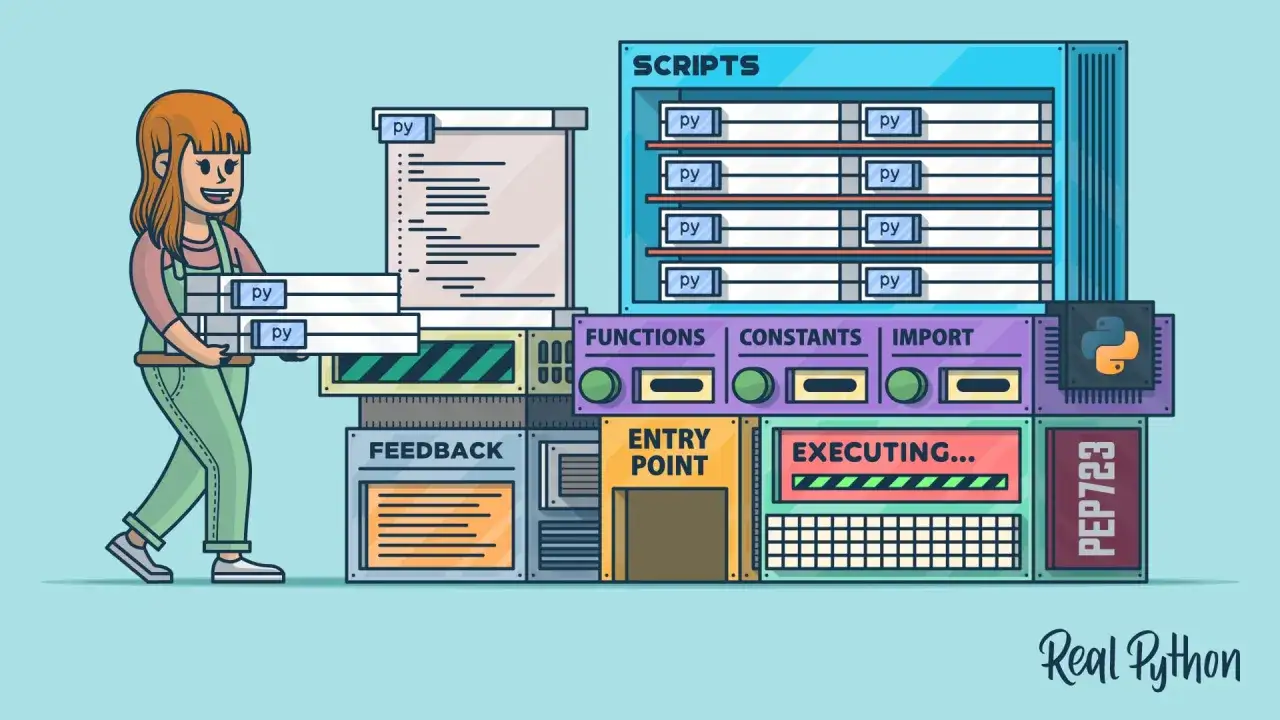 Une développeuse apporte des scripts Python à une machine d'exécution. Le processus