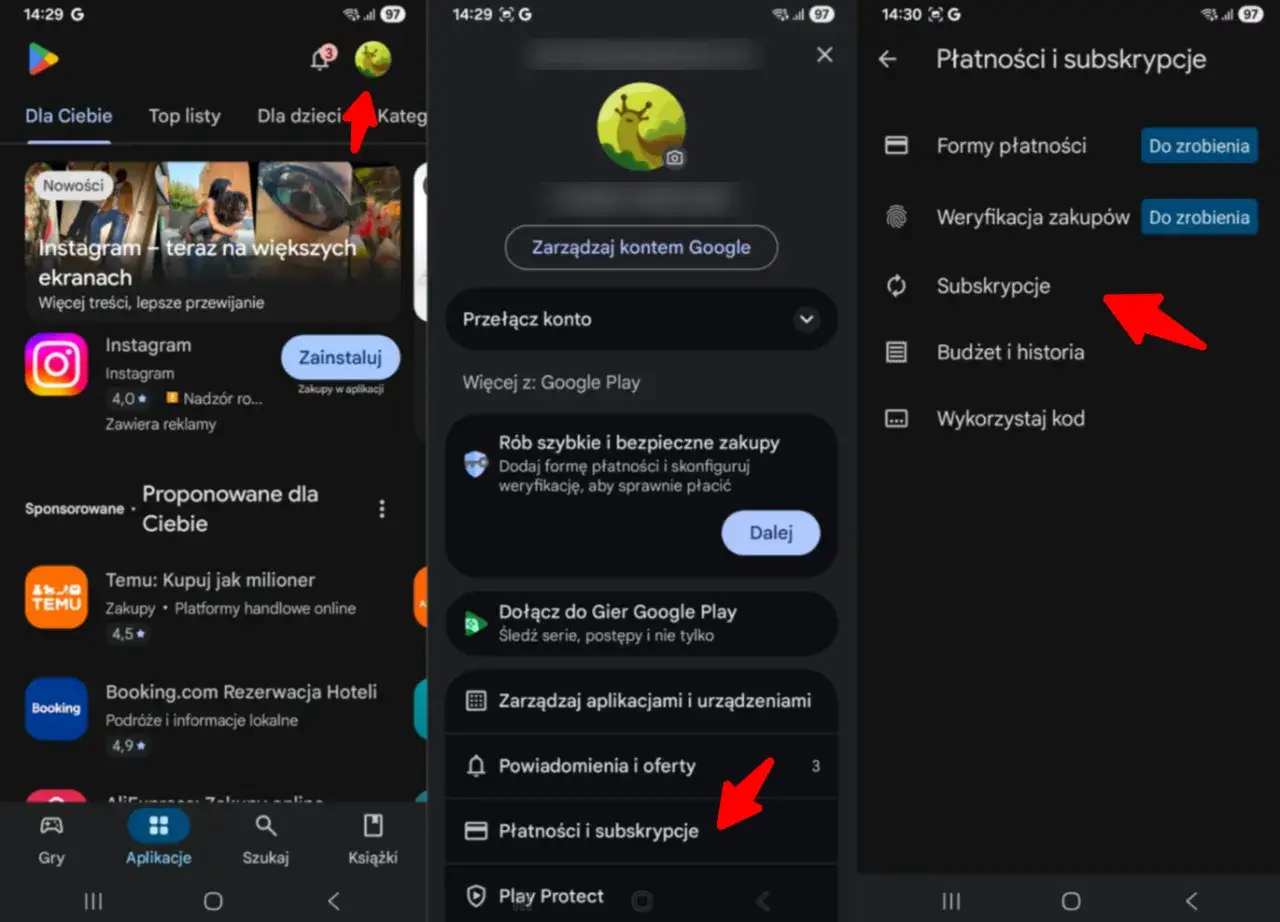Jak anulować subskrypcję w Google Play? Kliknij