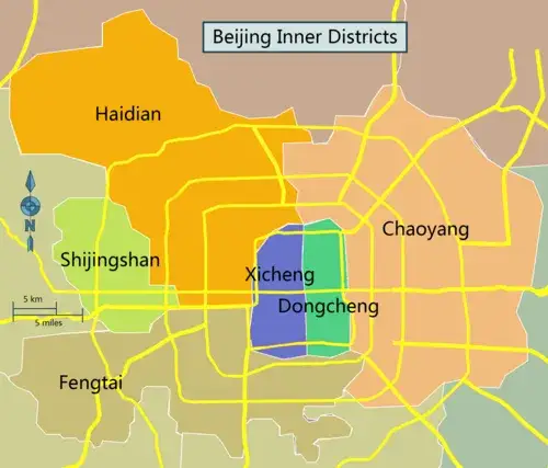 Mapa administracyjna Pekinu