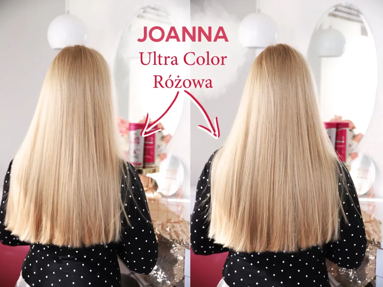 Włosy przed i po użyciu szamponu Joanna Ultra Color blond
