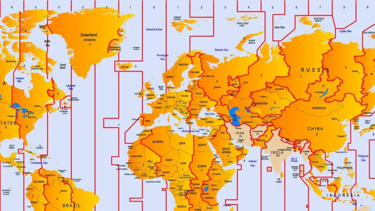 Zeitzonenkarte: Piloten nutzen die Zulu-Zeit f&uuml;r globale Koordination.