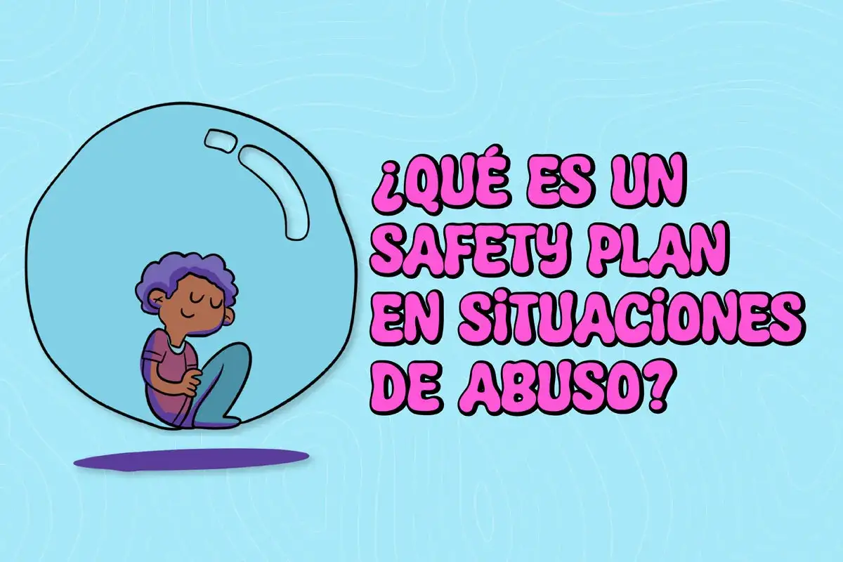 Ni&ntilde;o en burbuja protectora. Texto: 