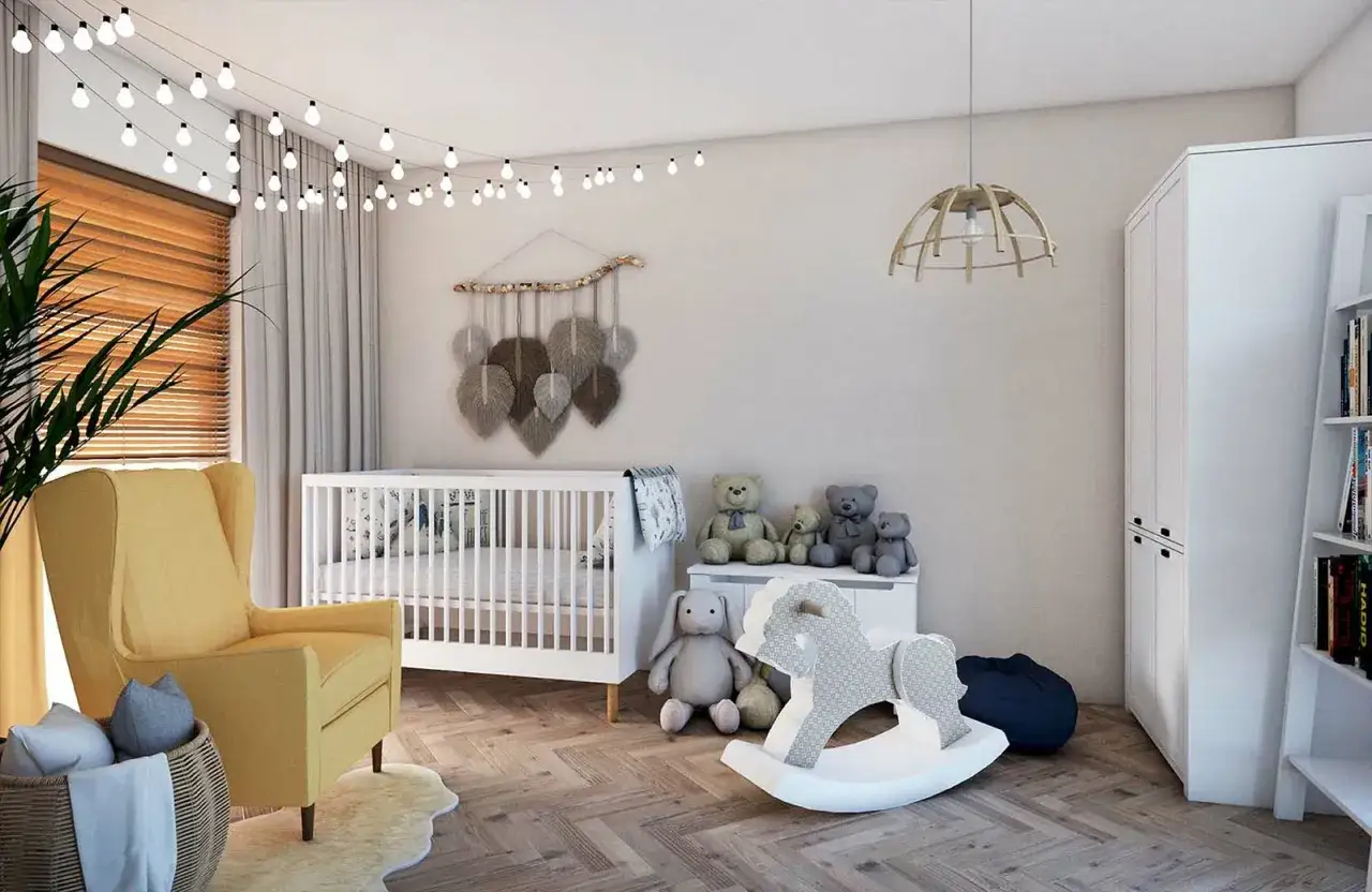 Harmonijny salon z kącikiem dla dziecka