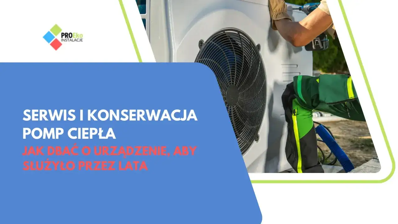 Serwis pompy ciepła zapewnia jej długą żywotność. Technik dokręca śruby w jednostce zewnętrznej.