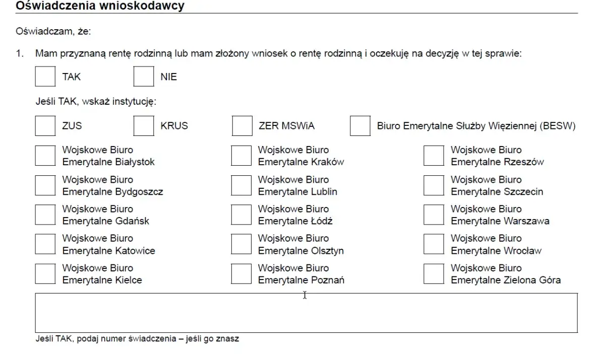Lista dokumentów ZUS renta rodzinna