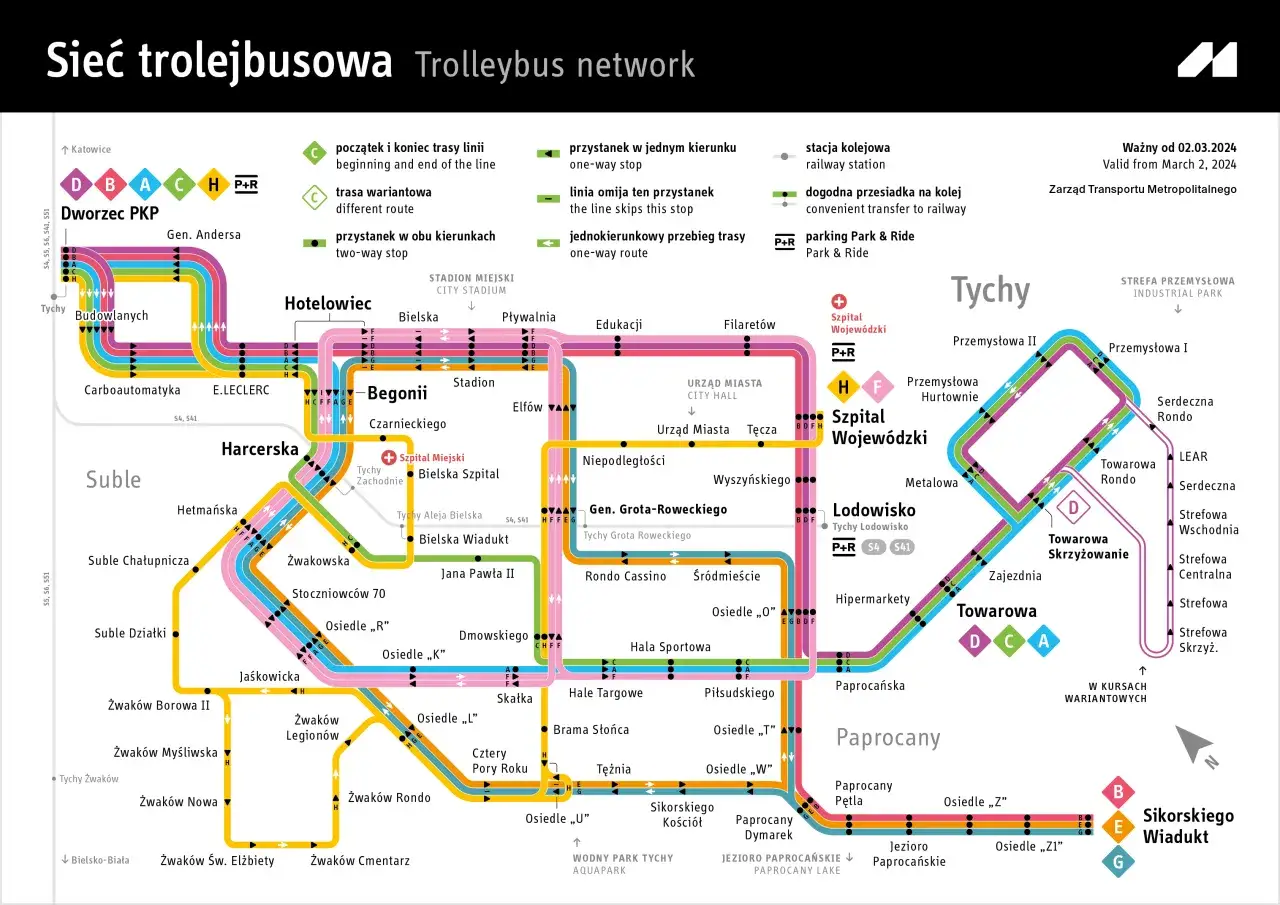 Mapa trasy autobusu 673 Pyskowice Gliwice ZTM