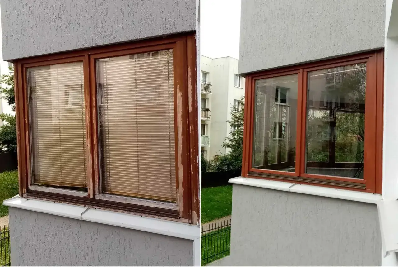 Przed i po renowacji drewnianych okien. Zobacz, jaką farbą pomalować drewniane okna, by odzyskały dawny blask.