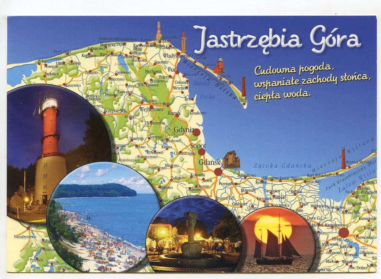 Mapa Polski z zaznaczoną Jastrzębią G&oacute;rą i okolicznymi miejscowościami