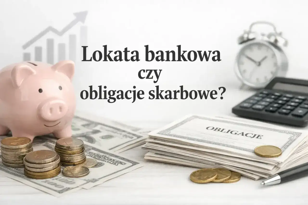 Świnka-skarbonka, stosy monet i banknotów, obligacje skarbowe, kalkulator i zegar. Gdzie ulokować oszczędności?