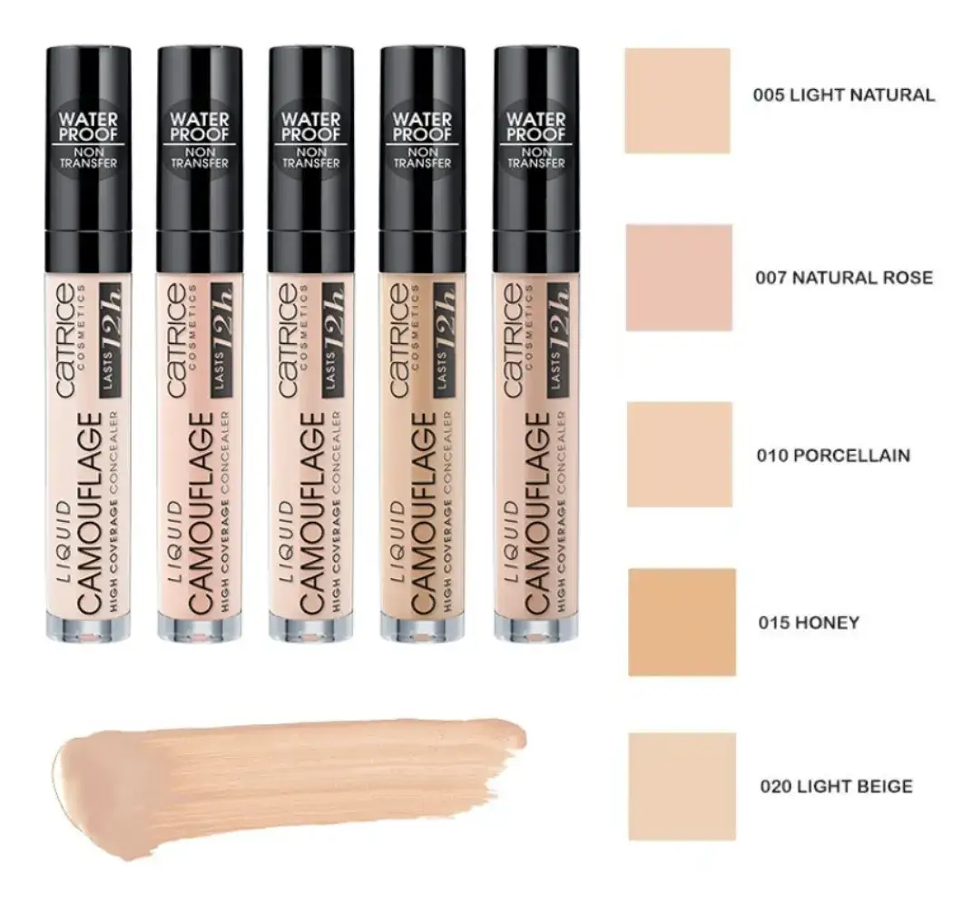 Catrice Liquid Camouflage 005 vs 010 swatch porównanie