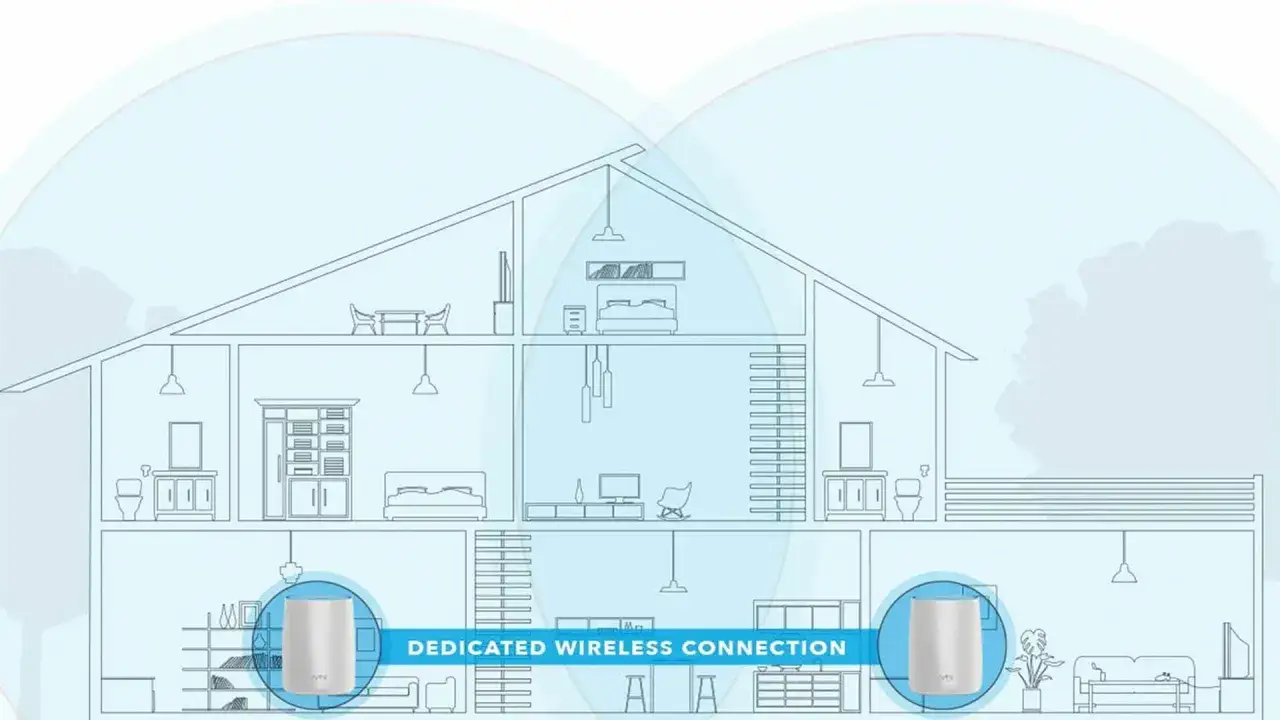 Système Wi-Fi maillé pour un internet sans box, couvrant toute la maison avec des appareils discrets.